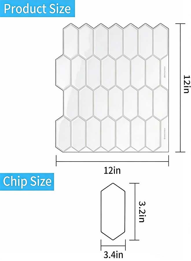 RAWAID Long Hexagon Peel and Stick Backsplash Tiles, 5-Sheet 3D Waterproof Self Adhesive Kitchen and Bathroom Wall Tiles, Easy to Install White Mosaic Wall Tile Sheets 12 x 12 Inches - Image 5